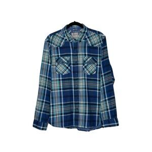 Guess blue plaid long sleeves flannel shirt size large